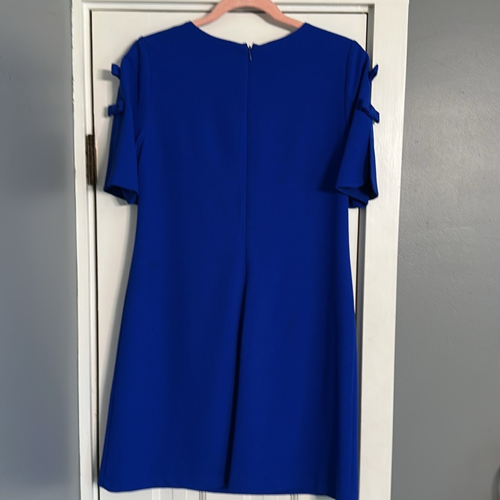 Vince Camuto A-Line Shift Dress Women's Size 4 Royal Blue Slit Sleeve Stretch - Picture 3 of 6